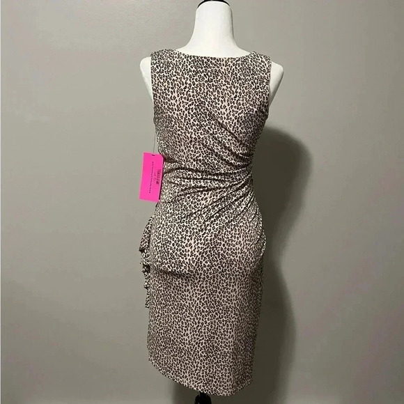 Betsey Johnson Animal Print Ruched Sleeveless Sheath Dress - Picture 8 of 15